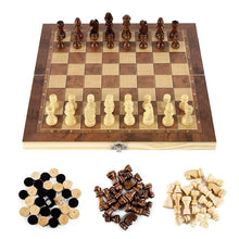 Load image into Gallery viewer, 24cm*24cm 3 in 1 Folding Wooden Chess Board Portable Chess Game Board Wooden Chess Board for Adults Kids Gift Family Game

