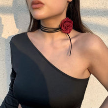 Load image into Gallery viewer, Personalized Handmade Rose Necklace Long DIY Rose Flower Choker Large Flower Women Elegant Female Neckchain Jewelry
