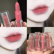 Load image into Gallery viewer, Velvet Matte Lipstick Transparent Acrylic Waterproof Sweatproof Long-lasting Non-fading Nude Lip Gloss Lip Makeup Cosmetics
