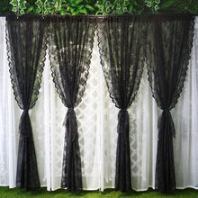 Load image into Gallery viewer, Floral Black White Lace Window Curtain Door Curtain Living Room Bedroom Drapes Sperate Curtains Home Decor Organza
