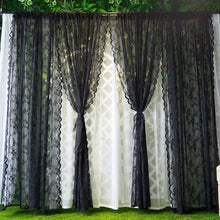 Load image into Gallery viewer, Floral Black White Lace Window Curtain Door Curtain Living Room Bedroom Drapes Sperate Curtains Home Decor Organza
