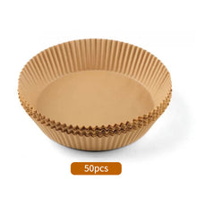 Load image into Gallery viewer, 50/100pcs 16cm Air Fryer Disposable Round Baking Papers Air Fryer Liners Non-Stick Steamer Oil Paper Liners Kitchen Accessories
