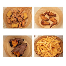 Load image into Gallery viewer, 50/100pcs 16cm Air Fryer Disposable Round Baking Papers Air Fryer Liners Non-Stick Steamer Oil Paper Liners Kitchen Accessories
