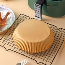 Load image into Gallery viewer, 50/100pcs 16cm Air Fryer Disposable Round Baking Papers Air Fryer Liners Non-Stick Steamer Oil Paper Liners Kitchen Accessories
