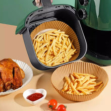 Load image into Gallery viewer, 50/100pcs 16cm Air Fryer Disposable Round Baking Papers Air Fryer Liners Non-Stick Steamer Oil Paper Liners Kitchen Accessories
