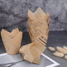 Load image into Gallery viewer, 50Pcs/Set Newspaper Style Muffin Cupcake Liner Paper Cups Caissettes Tulip Baking Cup Cake Wrapper Wedding Birthday Party Decor
