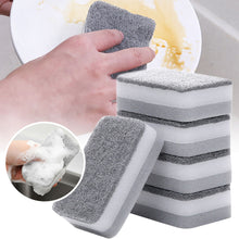 Load image into Gallery viewer, 5/10Pcs Double-sided Dishwashing Cleaning Sponge Kitchen Nano Emery Clean Rub Pot Rust Focal Stains Sponge Removing Kit
