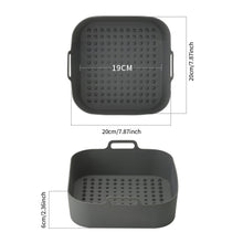 Load image into Gallery viewer, 20cm Air Fryer Silicone Square Baking Tray Non-Stick Steamer Liners Reusable Air Fryer Basket Home Kitchen Pizza Mat Grill Accessories
