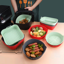 Load image into Gallery viewer, 20cm Air Fryer Silicone Square Baking Tray Non-Stick Steamer Liners Reusable Air Fryer Basket Home Kitchen Pizza Mat Grill Accessories
