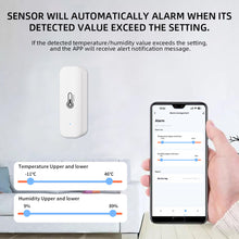 Load image into Gallery viewer, WIFI Smart Temperature And Humidity Sensor Indoor Environment Detector Battery Powered App Monitoring For Alexa Google Home Voice
