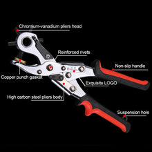 Load image into Gallery viewer, 1Pc Punching Pliers High Carbon Steel Anti Slip Handle Leather Punch Labor-Saving Multifunctional Hand Tools
