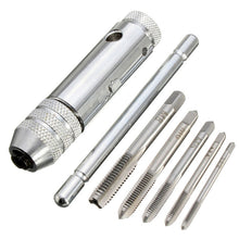 Load image into Gallery viewer, M3-M8 Adjustable Ratchet Wrench 5pcs Hand Tap Tapping Forward and Reverse Tapping Hand Tool Accessory Set
