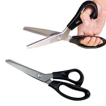 Load image into Gallery viewer, 1Pc Professional Sawtooth Tailor's Scissors Shears Zig Zag Cut Sewing Scissors Dressmaking Tailor Shears Black Scissors

