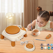 Load image into Gallery viewer, USB Electric Pottery Wheel Machine Mini Pottery Making Machine DIY Craft Ceramic Clay Pottery Kit With Pigment Clay Kids Toy
