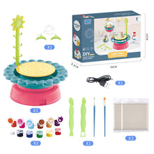 Load image into Gallery viewer, USB Electric Pottery Wheel Machine Mini Pottery Making Machine DIY Craft Ceramic Clay Pottery Kit With Pigment Clay Kids Toy
