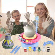 Load image into Gallery viewer, USB Electric Pottery Wheel Machine Mini Pottery Making Machine DIY Craft Ceramic Clay Pottery Kit With Pigment Clay Kids Toy
