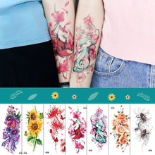 Load image into Gallery viewer, Waterproof Colored Ink Painting Flower Arm Tattoo Sticker Waterproof Women Men Patch Face Body Tattoo Sticker
