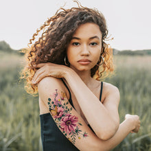 Load image into Gallery viewer, Waterproof Colored Ink Painting Flower Arm Tattoo Sticker Waterproof Women Men Patch Face Body Tattoo Sticker
