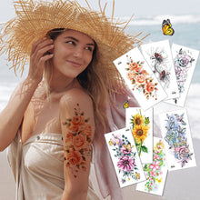Load image into Gallery viewer, Waterproof Colored Ink Painting Flower Arm Tattoo Sticker Waterproof Women Men Patch Face Body Tattoo Sticker
