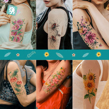 Load image into Gallery viewer, Waterproof Colored Ink Painting Flower Arm Tattoo Sticker Waterproof Women Men Patch Face Body Tattoo Sticker
