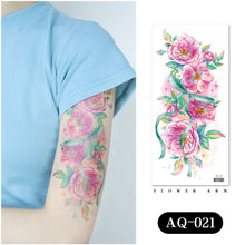 Load image into Gallery viewer, Waterproof Colored Ink Painting Flower Arm Tattoo Sticker Waterproof Women Men Patch Face Body Tattoo Sticker
