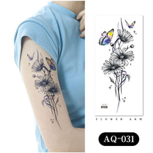 Load image into Gallery viewer, Waterproof Colored Ink Painting Flower Arm Tattoo Sticker Waterproof Women Men Patch Face Body Tattoo Sticker
