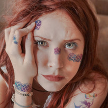 Load image into Gallery viewer, Waterproof Pink Fantasy Tattoo Patch Gradient Butterfly Moon Goddess Tattoo Waterproof Face Patch Face Body Tattoo Sticker

