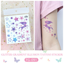 Load image into Gallery viewer, Waterproof Pink Fantasy Tattoo Patch Gradient Butterfly Moon Goddess Tattoo Waterproof Face Patch Face Body Tattoo Sticker

