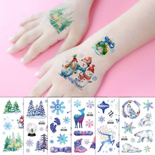 Load image into Gallery viewer, Christmas Snowflake Children's Cartoon Tattoo Sticker Simulated Tattoos Sticker Creative Snowman Women Men Tattoo Stickers
