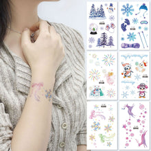 Load image into Gallery viewer, Christmas Snowflake Children's Cartoon Tattoo Sticker Simulated Tattoos Sticker Creative Snowman Women Men Tattoo Stickers
