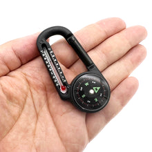 Load image into Gallery viewer, 2 in1 Outdoor Survival Tool Mini Portable Compass and Thermometer Carabiner for Hiking Backpacking Camping Accessory Emergency Navigation
