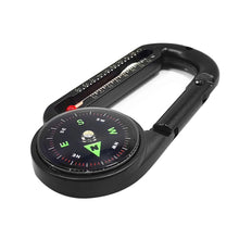 Load image into Gallery viewer, 2 in1 Outdoor Survival Tool Mini Portable Compass and Thermometer Carabiner for Hiking Backpacking Camping Accessory Emergency Navigation
