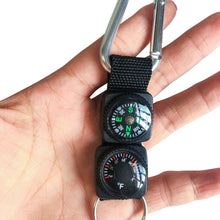 Load image into Gallery viewer, 3 In 1 Multifunction Camping Thermometer Compass With Key Ring Climbing Hiking Mini Carabiner W Keychain Compass Hanger
