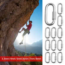 Load image into Gallery viewer, Stainless Steel Oval Quick Links D-Lock Carabiner Safety Snap Hook Climbing Buckle Climbing Gear Carabiner Quick Links M3.5/M4/M5/M6/M7/M8
