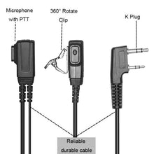 Load image into Gallery viewer, 2 Pin PTT MIC Walkie Talkie Headset Headphone Covert Acoustic Tube In-ear Earpiece For Kenwood TYT Baofeng UV-5R BF-888S CB Radio Accessories
