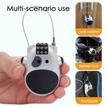 Load image into Gallery viewer, Motorcycle Helmet Telescopic Wire Rope Password Lock Steel Cable Code Lock Suitcase Black Car Sled Helmet Password Lock
