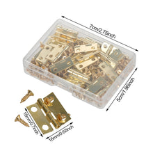 Load image into Gallery viewer, 50pcs/box Hinges+200 Screws Iron Golden Black Bronze 4 Holes 18*16mm Mini Rounded Hinge DIY Box Gifts Furniture Hardware
