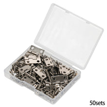 Load image into Gallery viewer, 50pcs/box Hinges+200 Screws Iron Golden Black Bronze 4 Holes 18*16mm Mini Rounded Hinge DIY Box Gifts Furniture Hardware
