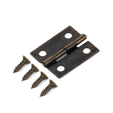 Load image into Gallery viewer, 50pcs/box Hinges+200 Screws Iron Golden Black Bronze 4 Holes 18*16mm Mini Rounded Hinge DIY Box Gifts Furniture Hardware
