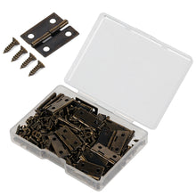Load image into Gallery viewer, 50pcs/box Hinges+200 Screws Iron Golden Black Bronze 4 Holes 18*16mm Mini Rounded Hinge DIY Box Gifts Furniture Hardware
