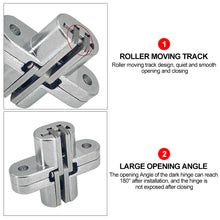 Load image into Gallery viewer, 2pcs/set Stainless Steel Hidden Conceal Hinge with Screws Invisible Cross Door Worktop Hinges for Folding Windows Furniture

