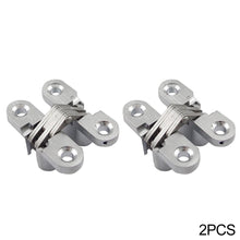 Load image into Gallery viewer, 2pcs/set Stainless Steel Hidden Conceal Hinge with Screws Invisible Cross Door Worktop Hinges for Folding Windows Furniture
