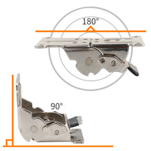 Load image into Gallery viewer, Iron Folding Support Frame Self-Locking Hinge Table Leg Fittings Gussets for Folding Legs 180 Degree Folding Hinge Hardware Tool
