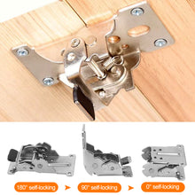 Load image into Gallery viewer, Iron Folding Support Frame Self-Locking Hinge Table Leg Fittings Gussets for Folding Legs 180 Degree Folding Hinge Hardware Tool
