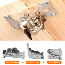 Load image into Gallery viewer, Iron Folding Support Frame Self-Locking Hinge Table Leg Fittings Gussets for Folding Legs 180 Degree Folding Hinge Hardware Tool
