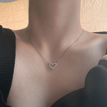 Load image into Gallery viewer, Simple Shiny Hollow Heart-shaped Pendant Necklace Women Temperamental Versatile Alloy Collar Chain Necklace Jewelry

