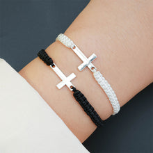Load image into Gallery viewer, Handwoven Cross Bracelet Black White Set Couple Bracelet Simple Versatile Hand Jewelry for Women Men
