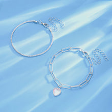 Load image into Gallery viewer, Shining Heart-shaped Double Layered Bracelet Fashionable Silvery Alloy Bracelet Women Hand Jewelry Accessory

