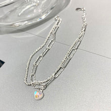 Load image into Gallery viewer, Shining Heart-shaped Double Layered Bracelet Fashionable Silvery Alloy Bracelet Women Hand Jewelry Accessory
