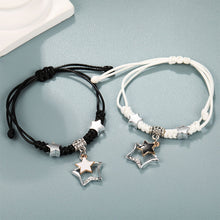 Load image into Gallery viewer, Hand Woven Star Pendant Bracelet Black White Set Drawstring Adjustable Hand Rope Bracelet Women Hand Jewelry
